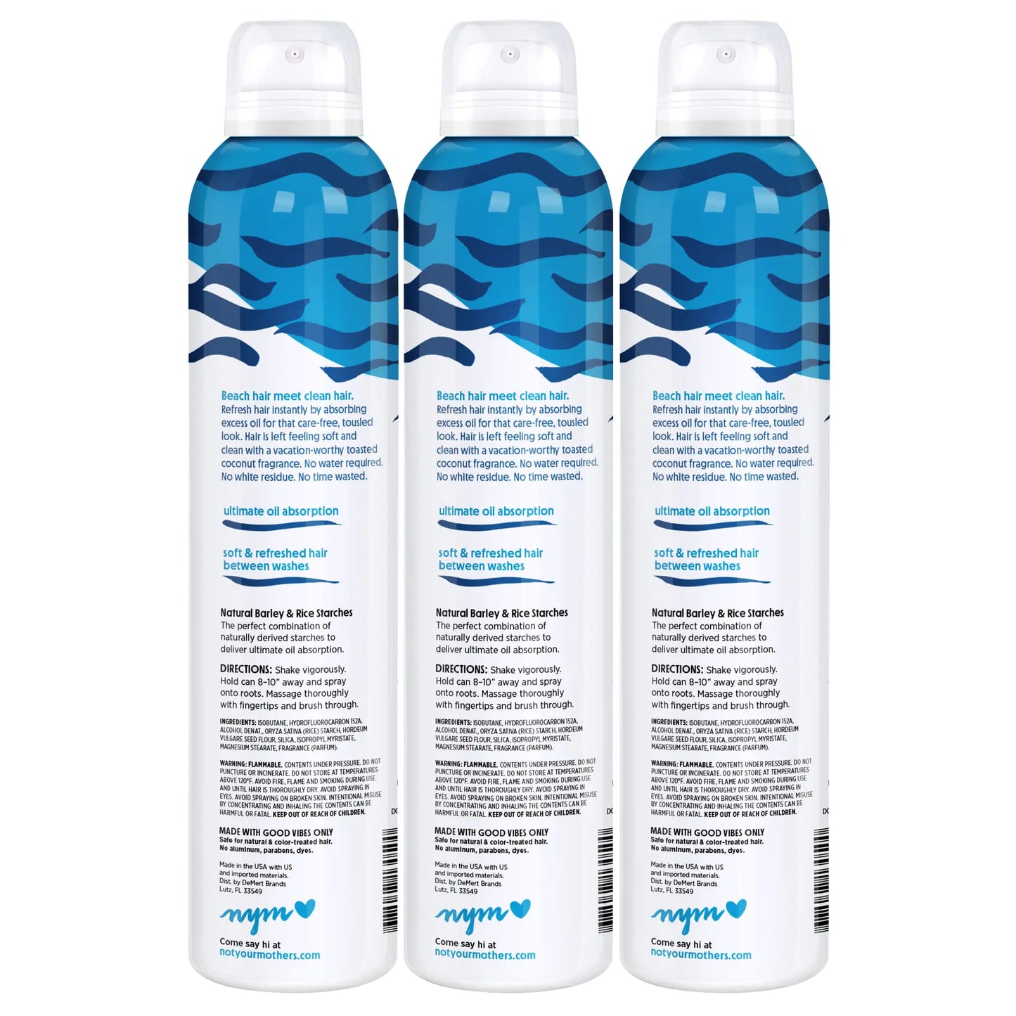 Not Your Mother's Beach Babe Dry Shampoo (3-Pack) - 7 oz Dry Shampoo - Instantly Absorbs Oil - Hair Essentials for Back to School 7 Ounce (Pack of 3)