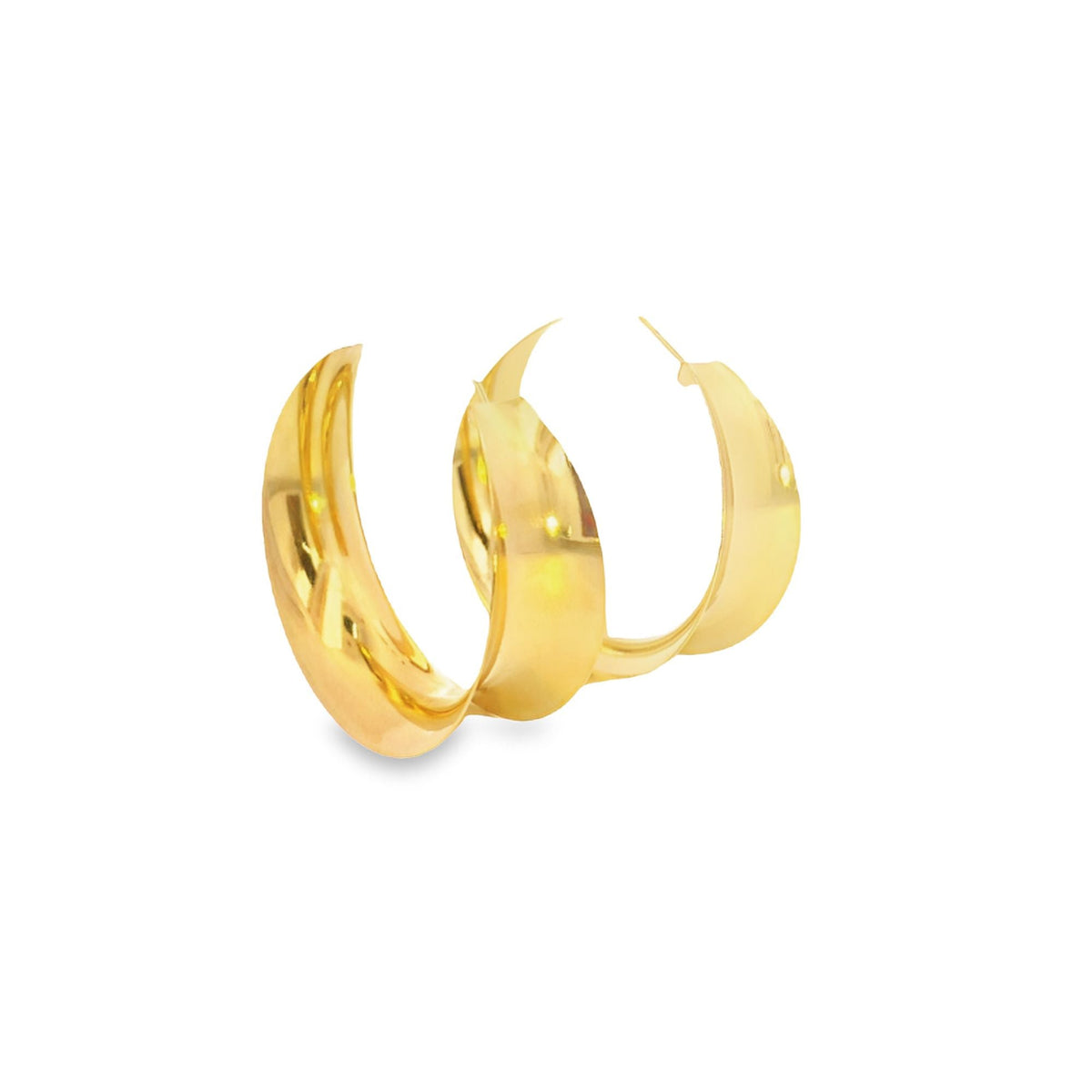 18K Gold Filled Curved Wide Minimalist Hoops (J305-J307)(L395) LuxuryLifeWay Online Store