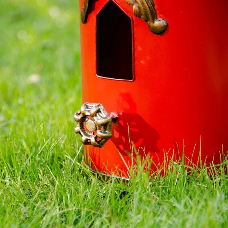 Outdoor Red Metal Bird House with Vintage Bronze Phonograph Style Roof LuxuryLifeWay Online Store