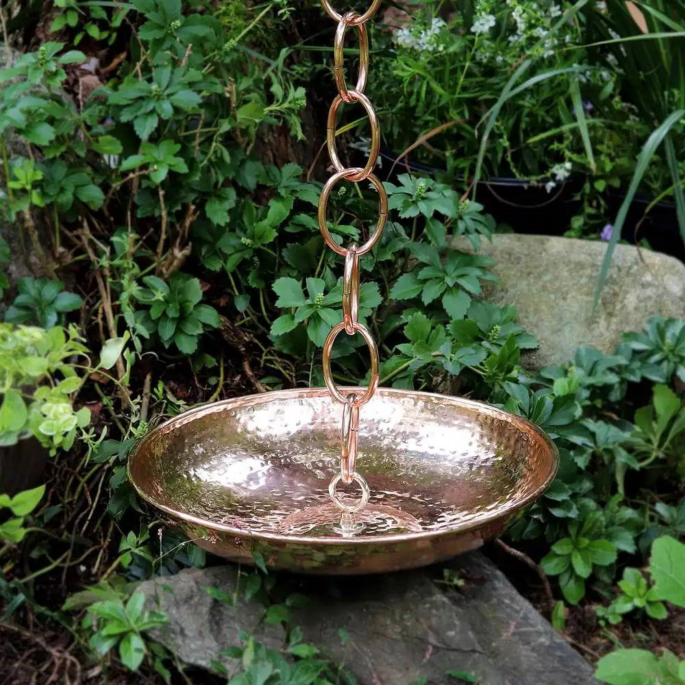 Hand Hammered Copper Polished Rain Chain Basin - 16.5 inch Diameter LuxuryLifeWay Online Store