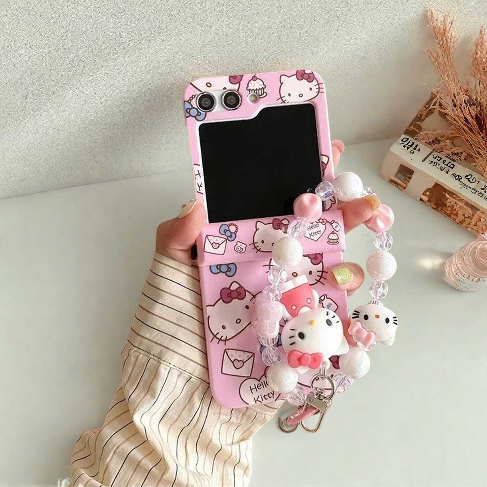 Cute Sanrio Kitty Case for Samsung Galaxy Z Flip 6 5 4 3 - Colorful Candy Hard Cover with Lanyard, Fun Cartoon Protective Design LuxuryLifeWay Online Store