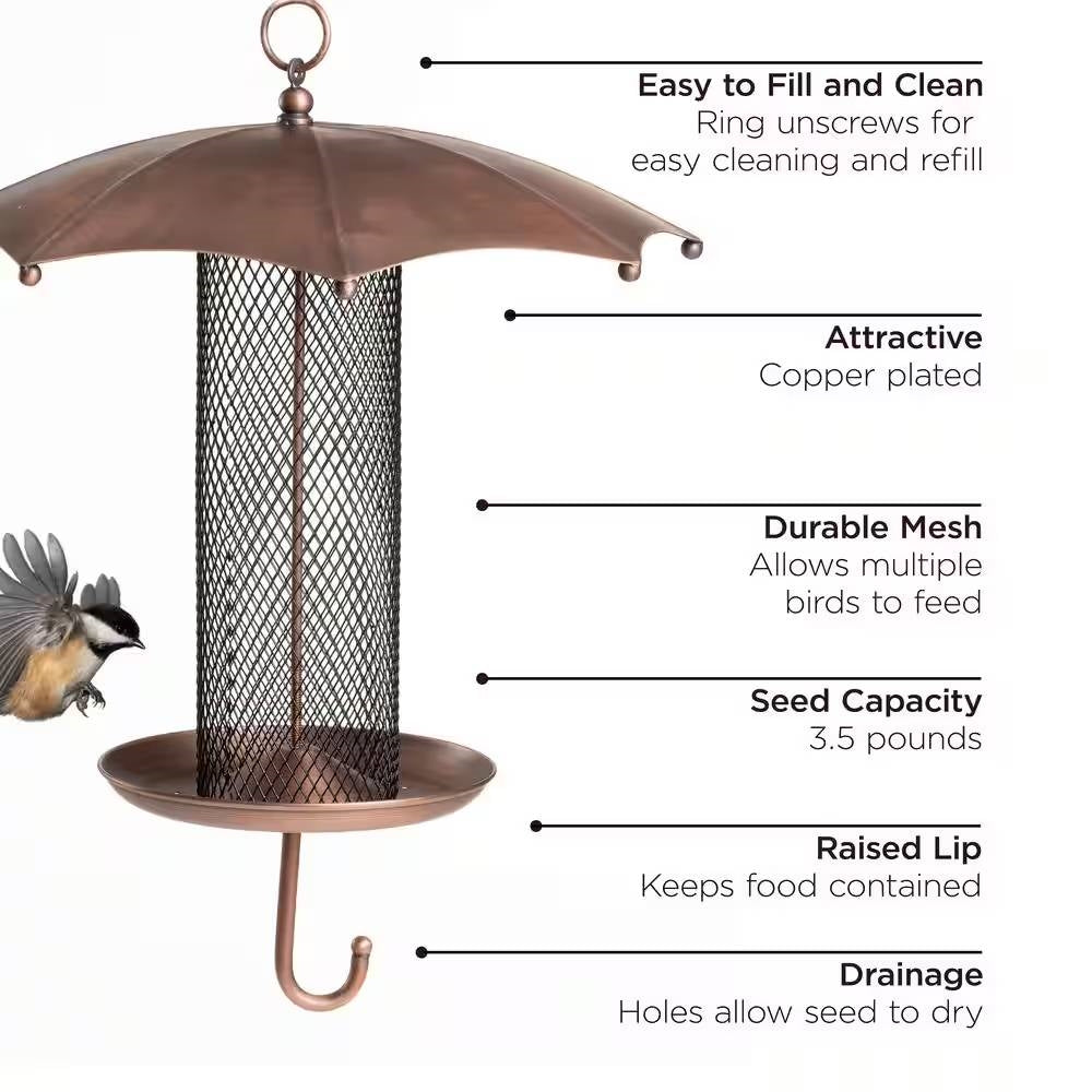 Copper Umbrella Bird Feeder with Mesh Tube Revivor - 3.5 lbs. Seed Capacity LuxuryLifeWay Online Store