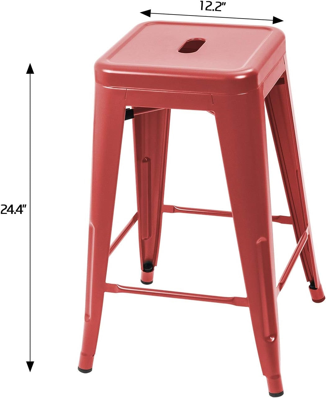 Set of 4 - 24-in. Indoor/Outdoor Backless Stacking Red Metal Barstools LuxuryLifeWay Online Store
