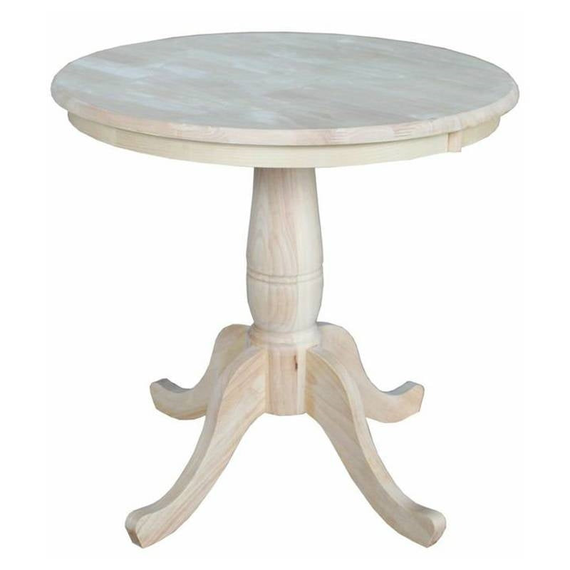 Round 30-inch Unfinished Solid Wood Dining Table with Pedestal Base LuxuryLifeWay Online Store
