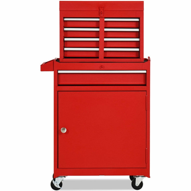 Red Heavy Duty Steel Lockable Rolling Tool Chest Mobile Garage Storage Cart LuxuryLifeWay Online Store