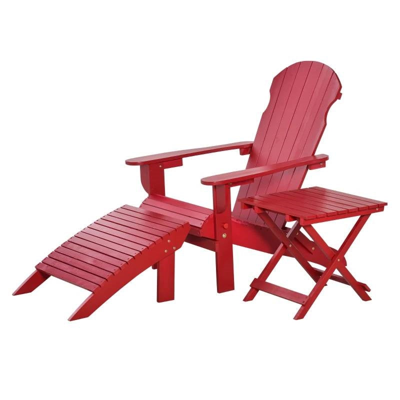 3-Piece Red Folding High-back Adirondack Chair Ottoman and Side Table LuxuryLifeWay Online Store