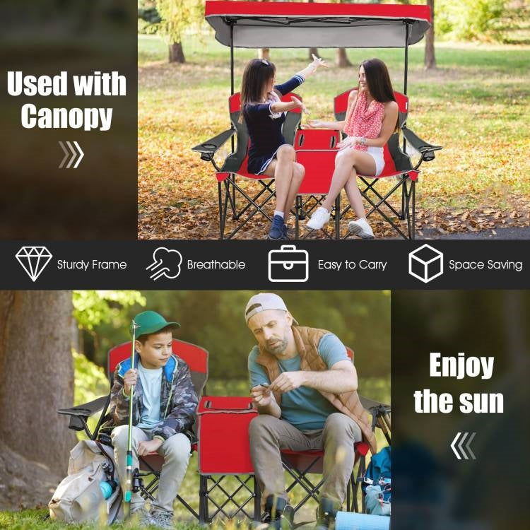 Red 2-Piece Folding Camping Canopy Chairs Set with Cup Holder and Storage Pocket LuxuryLifeWay Online Store