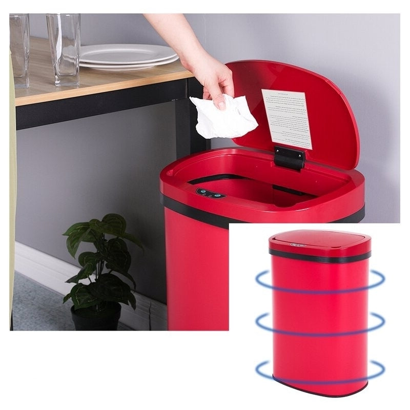 Red 13 Gallon Stainless Steel Motion Sensor Trash Can LuxuryLifeWay Online Store