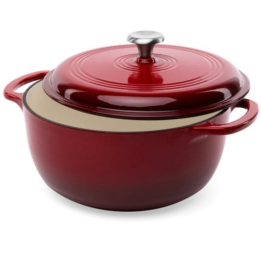 6 Quart Large Red Enamel Cast-Iron Dutch Oven Kitchen Cookware LuxuryLifeWay Online Store