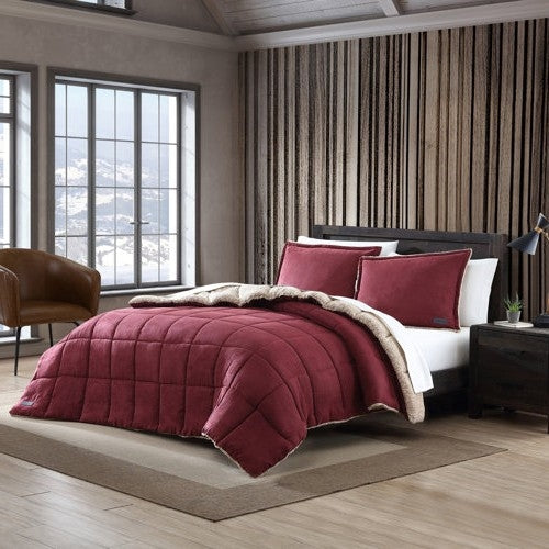 Twin Plush Sherpa Reversible Micro Suede Comforter Set in Marron LuxuryLifeWay Online Store