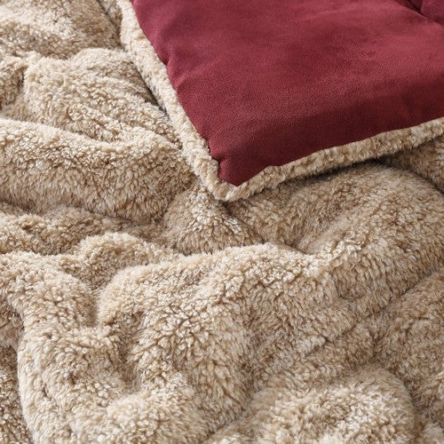 Twin Plush Sherpa Reversible Micro Suede Comforter Set in Marron LuxuryLifeWay Online Store