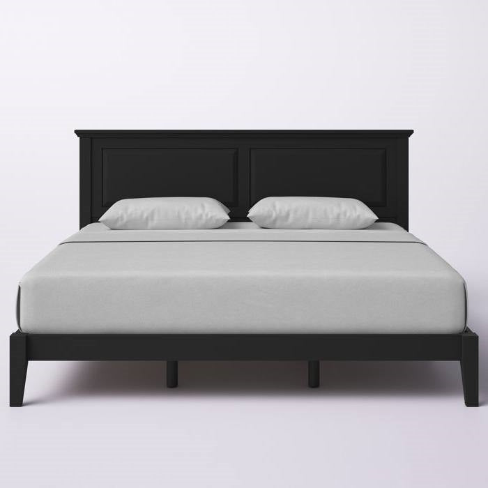 King Traditional Solid Oak Wooden Platform Bed Frame with Headboard in Black LuxuryLifeWay Online Store