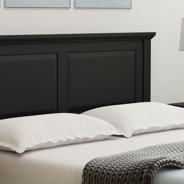 King Traditional Solid Oak Wooden Platform Bed Frame with Headboard in Black LuxuryLifeWay Online Store