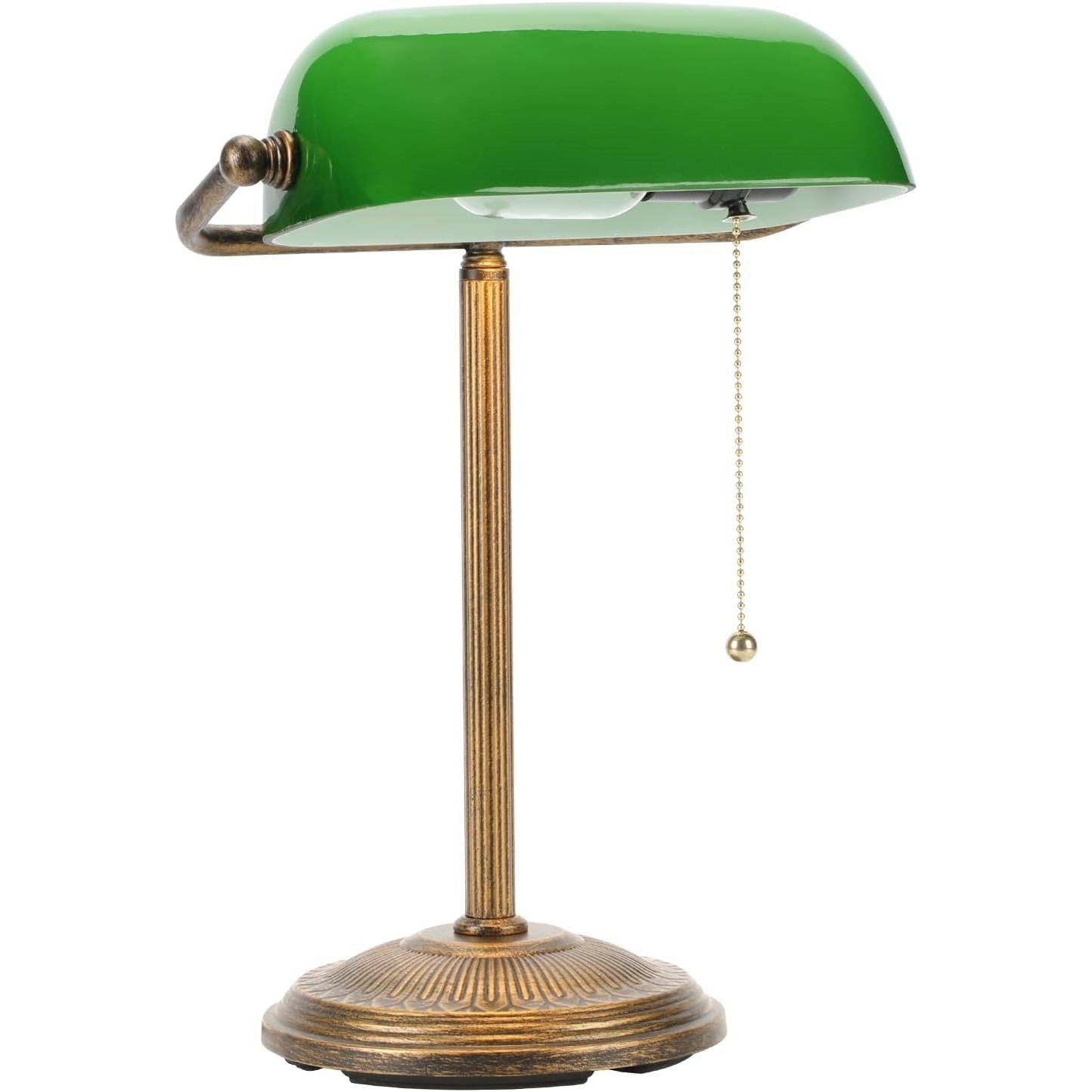 Classic Bankers Lamp Desk Light with Green Glass Shade and Gold Base LuxuryLifeWay Online Store