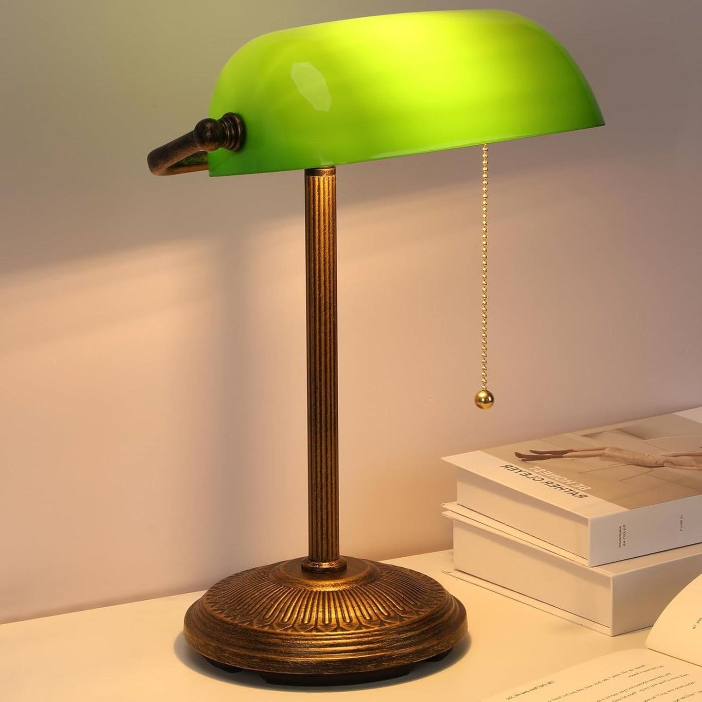 Classic Bankers Lamp Desk Light with Green Glass Shade and Gold Base LuxuryLifeWay Online Store