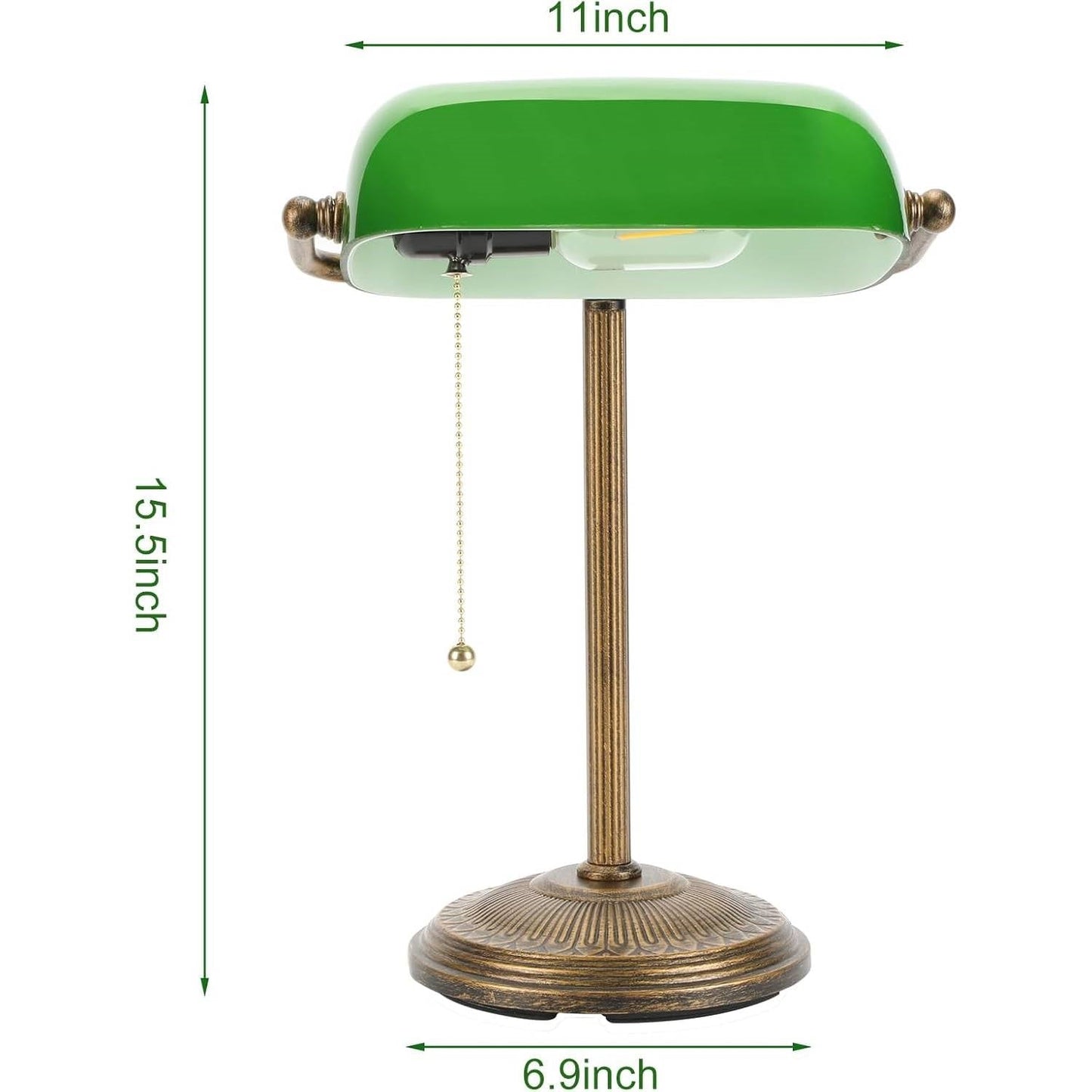 Classic Bankers Lamp Desk Light with Green Glass Shade and Gold Base LuxuryLifeWay Online Store