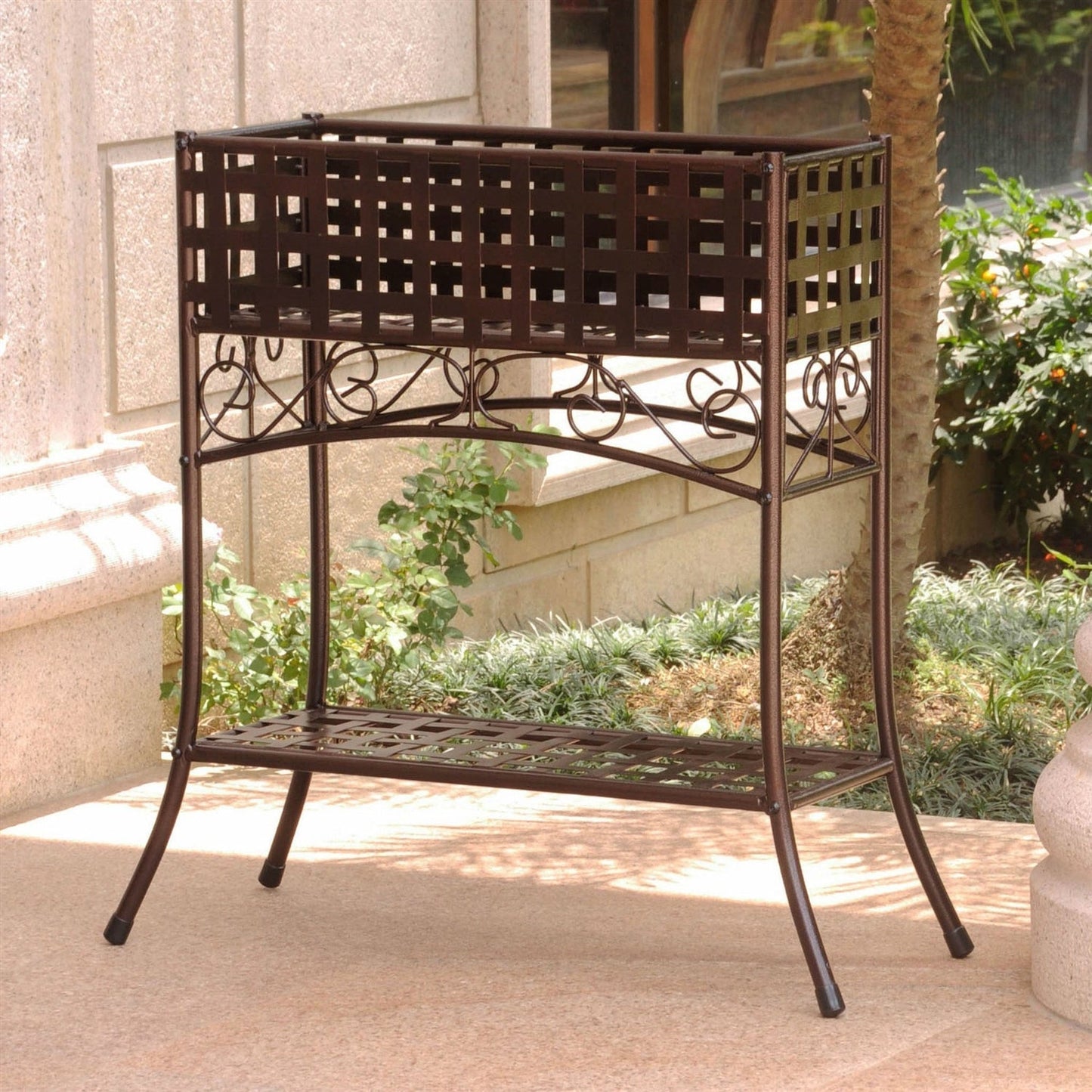 Elevated Wrought Iron Metal Plant Planter Stand in Bronze LuxuryLifeWay Online Store