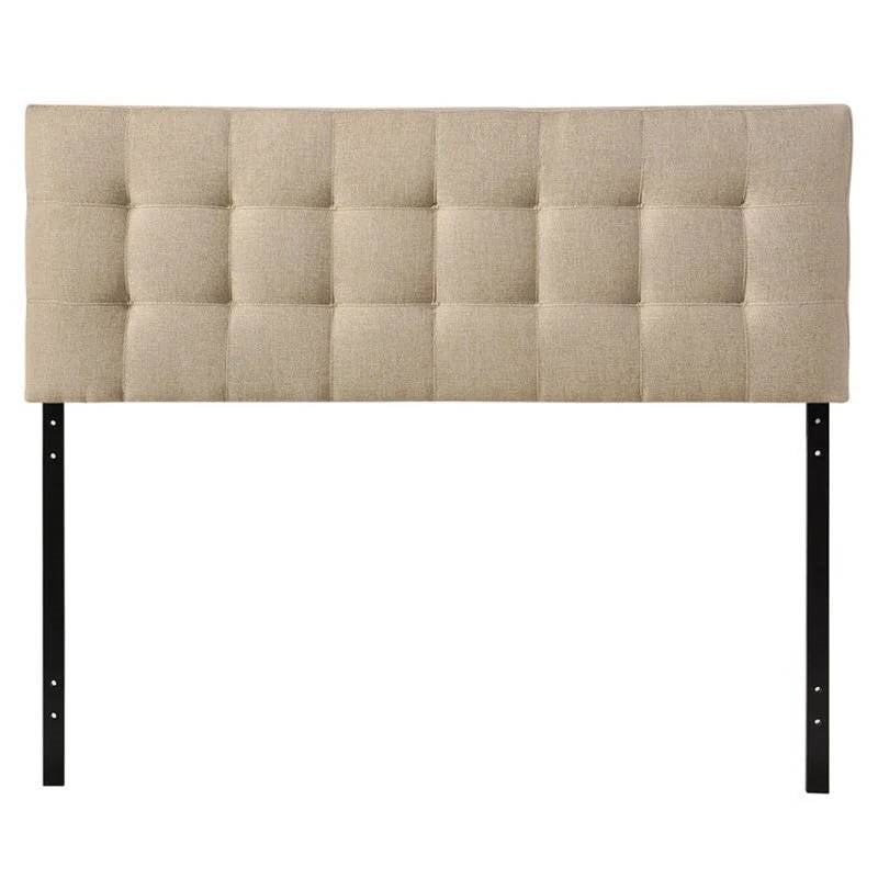 Full size Modern Beige Tan Taupe Fabric Tufted Upholstered Headboard LuxuryLifeWay Online Store