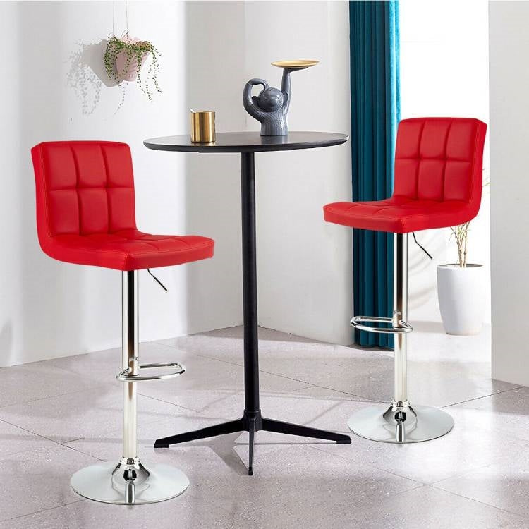 Set of 2 Modern Adjustable Height Barstools w/ Comfortable Red PU Leather Seat LuxuryLifeWay Online Store