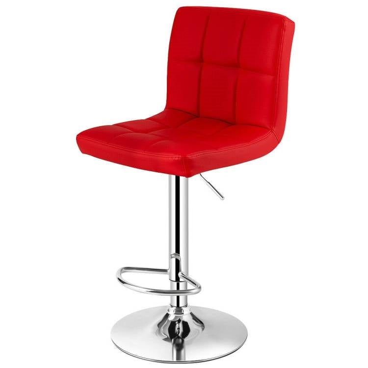 Set of 2 Modern Adjustable Height Barstools w/ Comfortable Red PU Leather Seat LuxuryLifeWay Online Store
