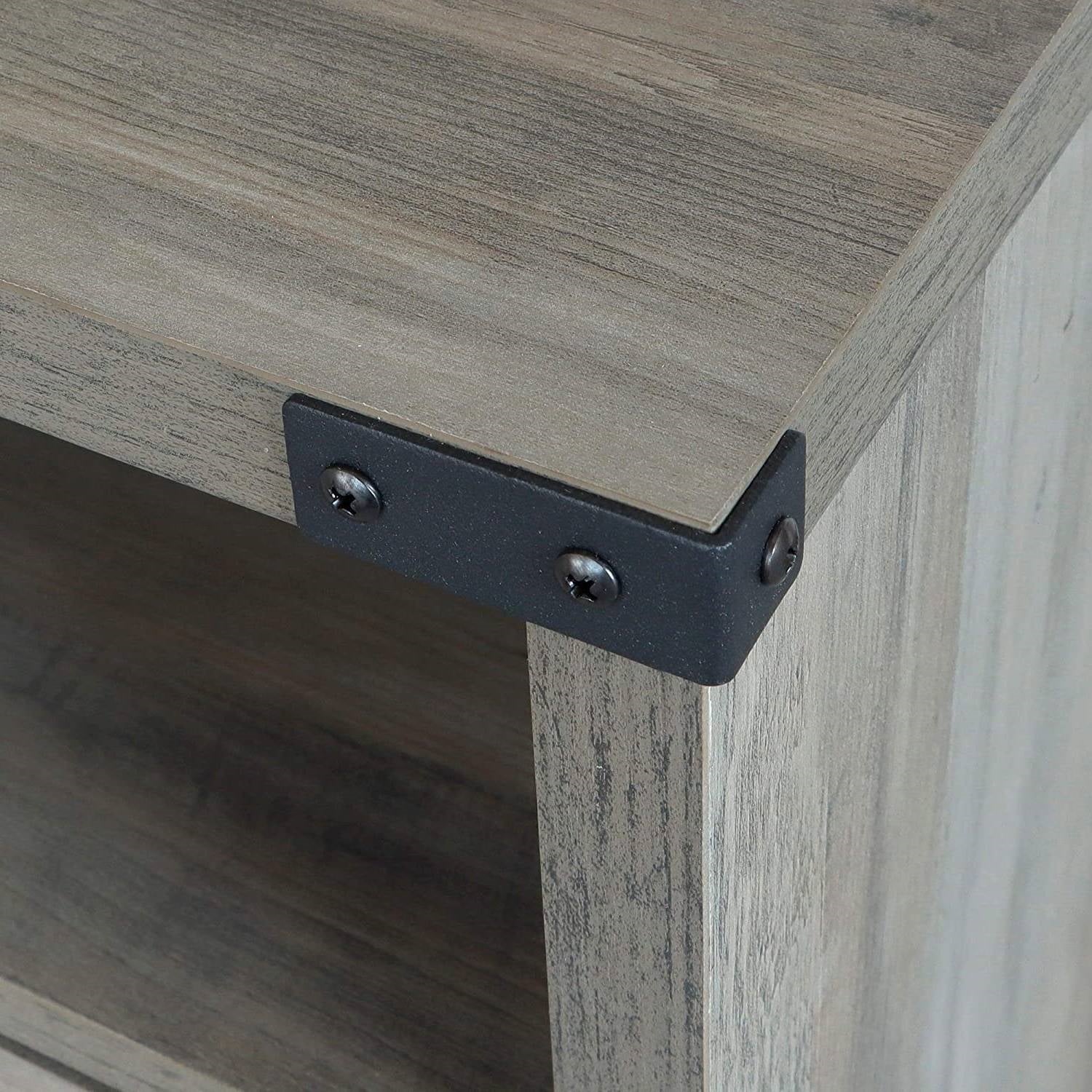 Farmhouse Style End Table Barn Door Nightstand with Open Shelf in Rustic Oak LuxuryLifeWay Online Store