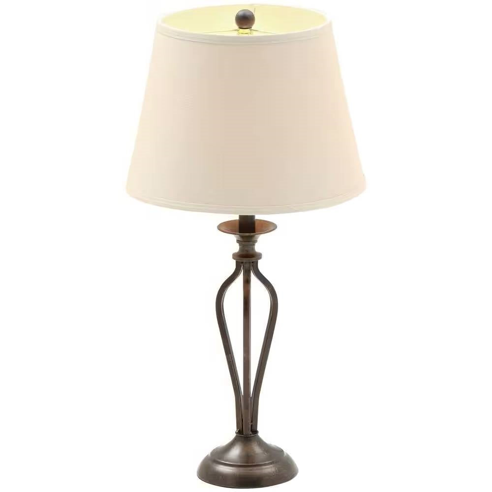 Traditional Bronze Metal Finish Table Lamp with Beige Linen Shade LuxuryLifeWay Online Store