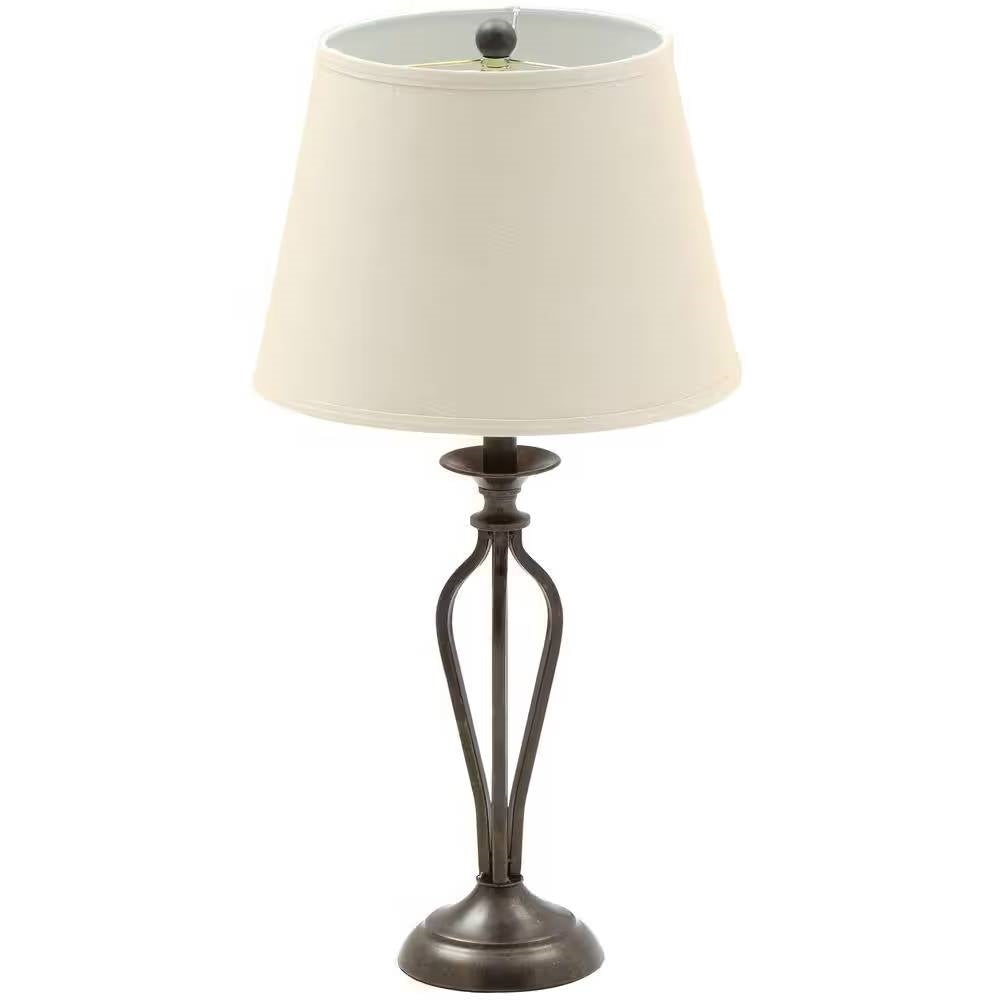 Traditional Bronze Metal Finish Table Lamp with Beige Linen Shade LuxuryLifeWay Online Store