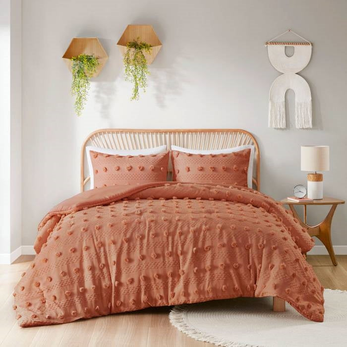 Full/Queen 3-Piece Rust Orange Pompom Microfiber Comforter Set LuxuryLifeWay Online Store
