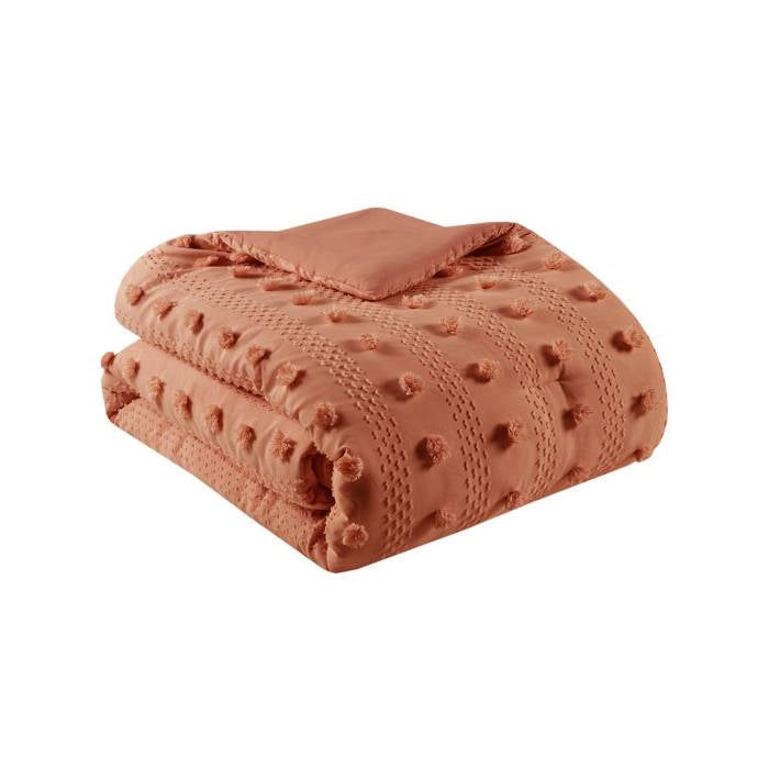 Twin/Twin XL 2-Piece Rust Orange Pompom Microfiber Comforter Set LuxuryLifeWay Online Store