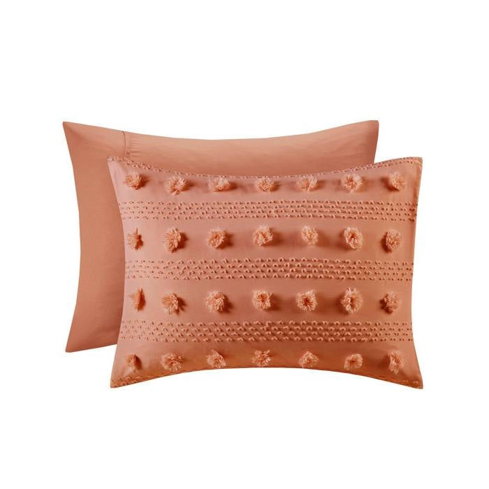 Twin/Twin XL 2-Piece Rust Orange Pompom Microfiber Comforter Set LuxuryLifeWay Online Store