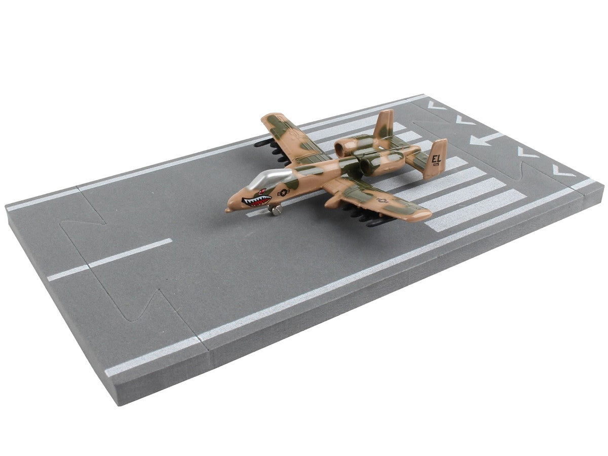 Fairchild Republic A-10 Thunderbolt II "Warthog" Attack Aircraft Camouflage "United States Air Force" with Runway Section Diecast Model Airplane by Runway24 LuxuryLifeWay Online Store