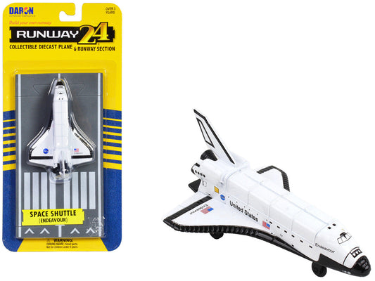 NASA "Endeavour" Space Shuttle White "United States" with Runway Section Diecast Model Airplane by Runway24 LuxuryLifeWay Online Store