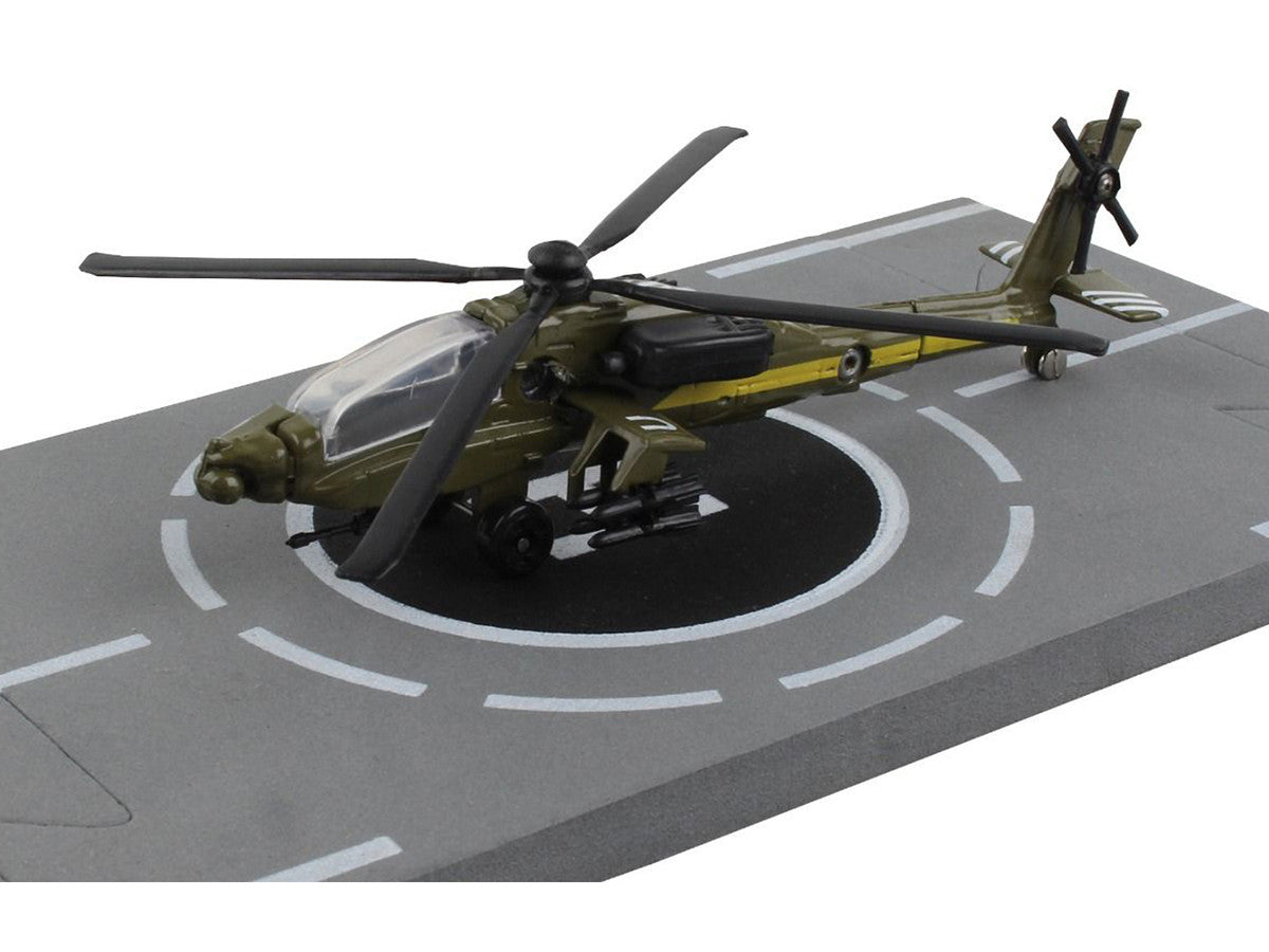 Boeing AH-64 Apache Helicopter Olive Drab "United States Army" with Runway Section Diecast Model by Runway24 LuxuryLifeWay Online Store
