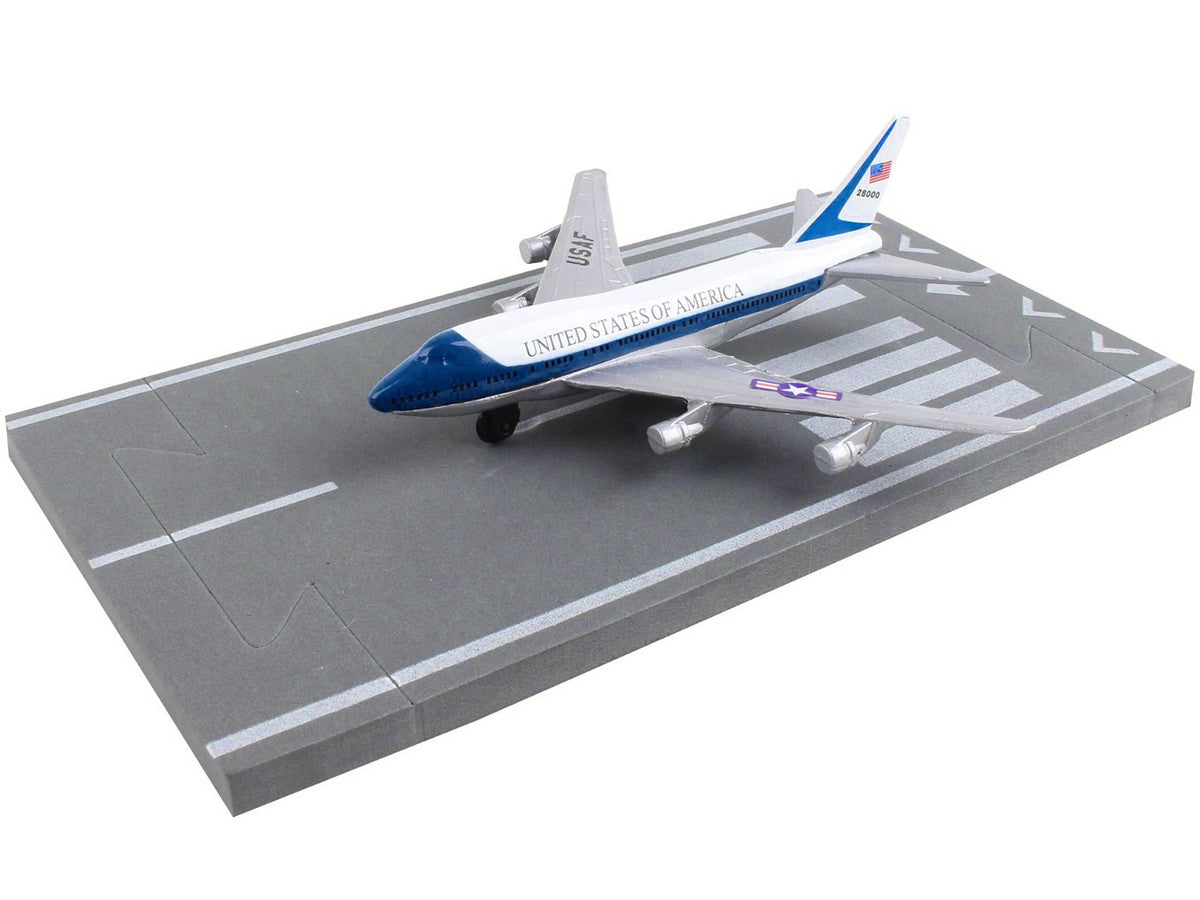 Boeing VC-25 Aircraft White and Blue "United States Air Force One" with Runway Section Diecast Model Airplane by Runway24 LuxuryLifeWay Online Store