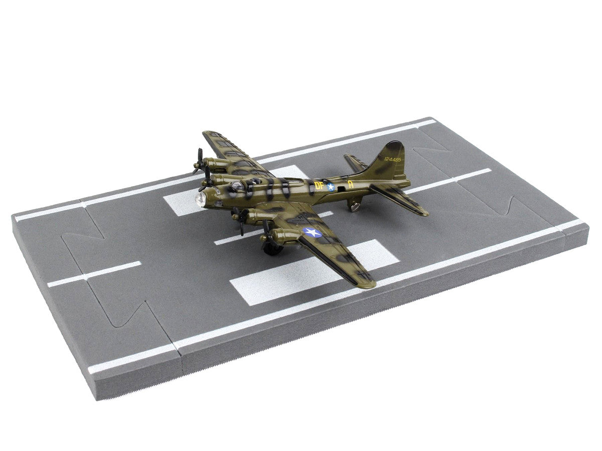Boeing B-17 Flying Fortress Bomber Aircraft Olive Green Camouflage "United States Army Air Force" with Runway Section Diecast Model Airplane by Runway24 LuxuryLifeWay Online Store
