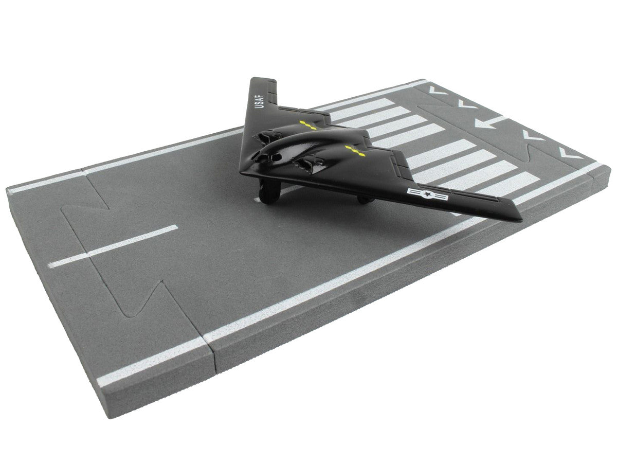 Northrop Grumman B-2 Spirit Stealth Aircraft Black "United States Air Force" with Runway Section Diecast Model Airplane by Runway24 LuxuryLifeWay Online Store