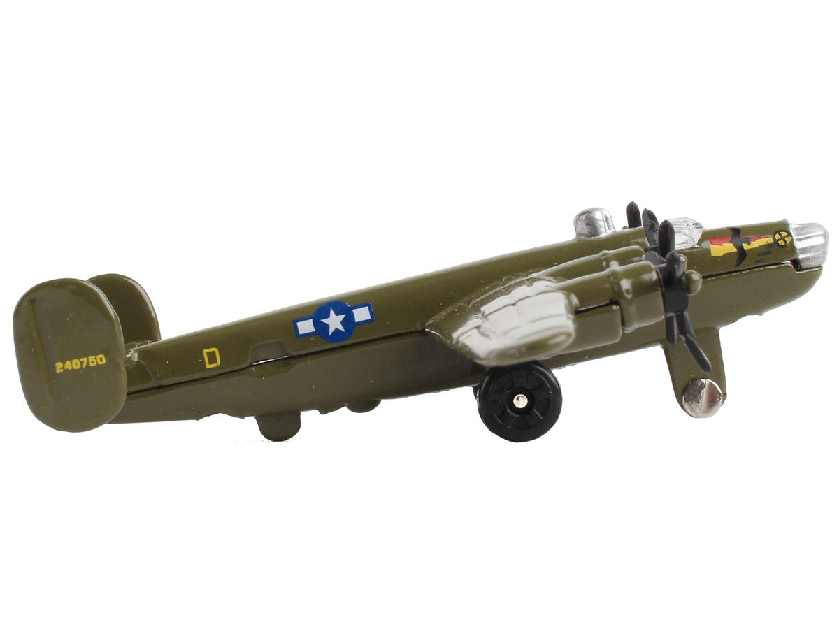 Consolidated B-24 Liberator Bomber Aircraft Olive Drab "United States Army Air Force" with Runway Section Diecast Model Airplane by Runway24 LuxuryLifeWay Online Store