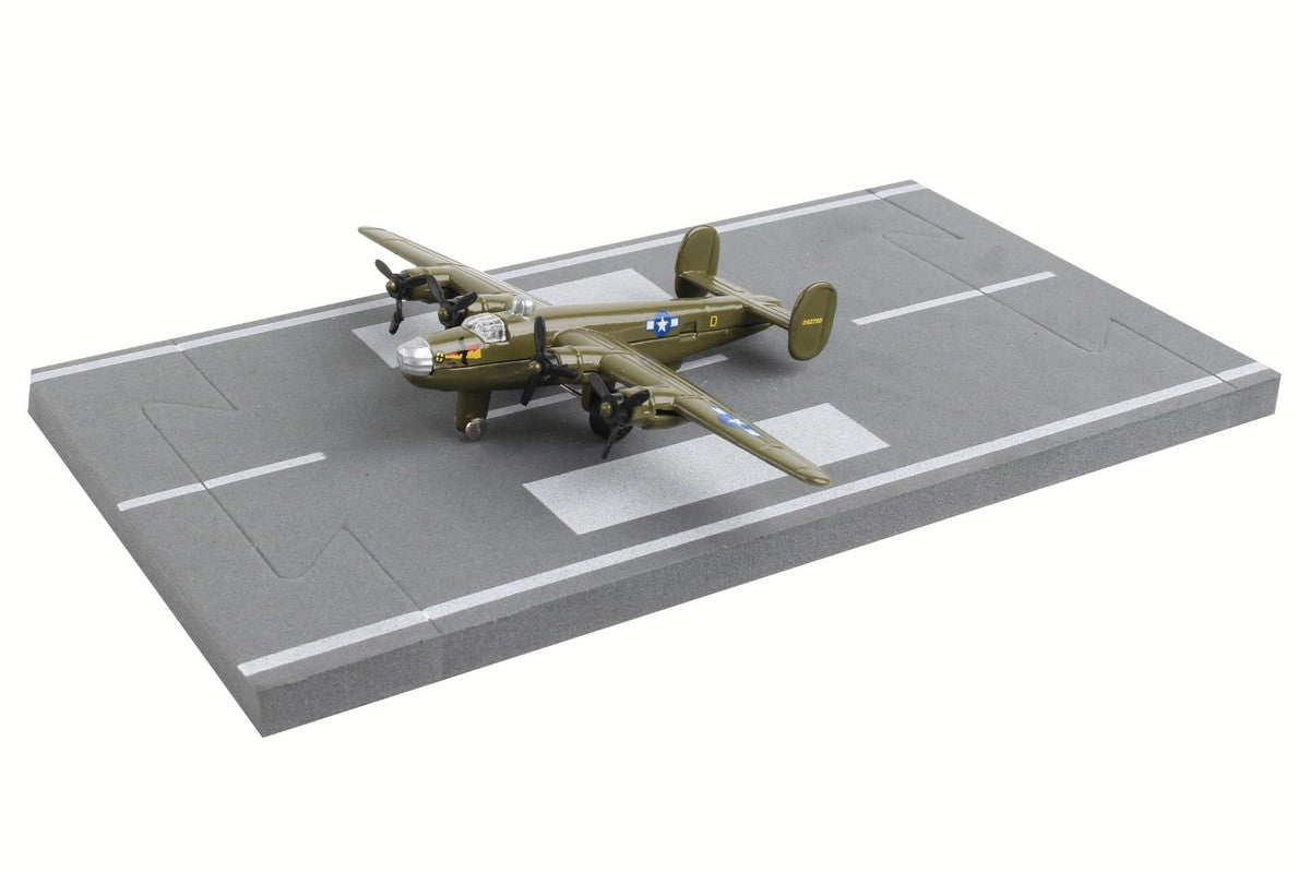 Consolidated B-24 Liberator Bomber Aircraft Olive Drab "United States Army Air Force" with Runway Section Diecast Model Airplane by Runway24 LuxuryLifeWay Online Store