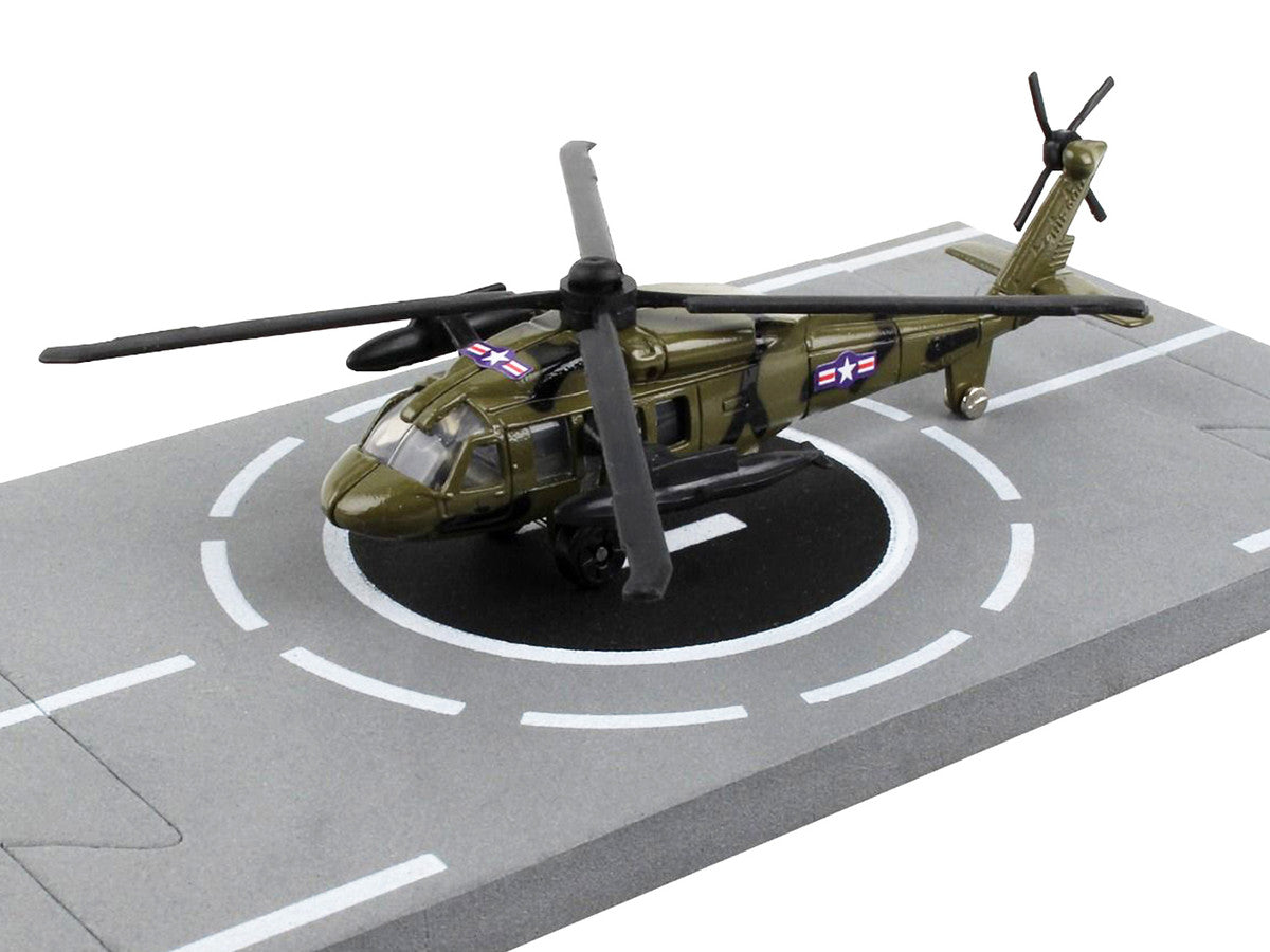 Sikorsky UH-60 Black Hawk Helicopter Olive Drab "United States Army" with Runway Section Diecast Model by Runway24 LuxuryLifeWay Online Store