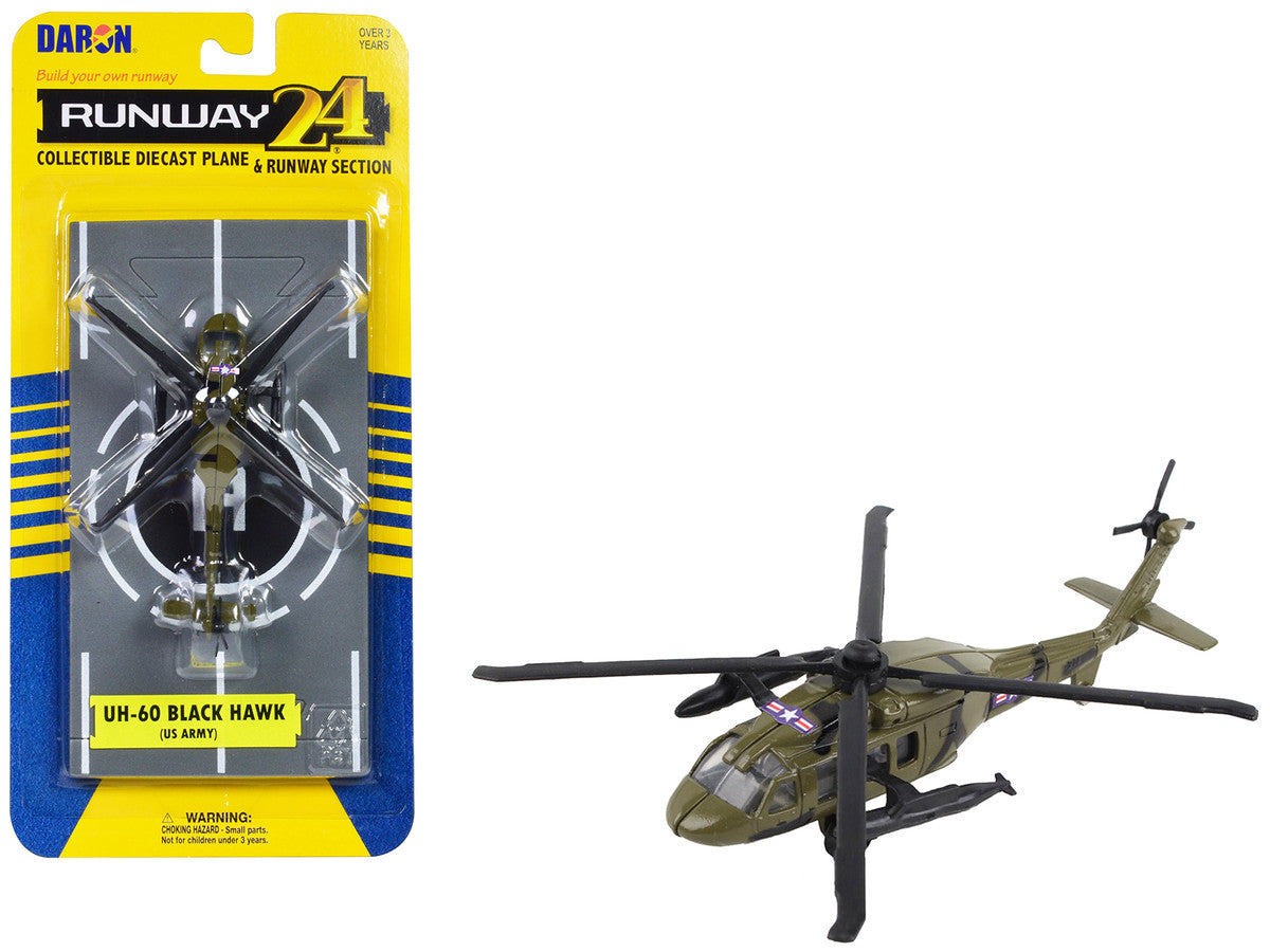 Sikorsky UH-60 Black Hawk Helicopter Olive Drab "United States Army" with Runway Section Diecast Model by Runway24 LuxuryLifeWay Online Store
