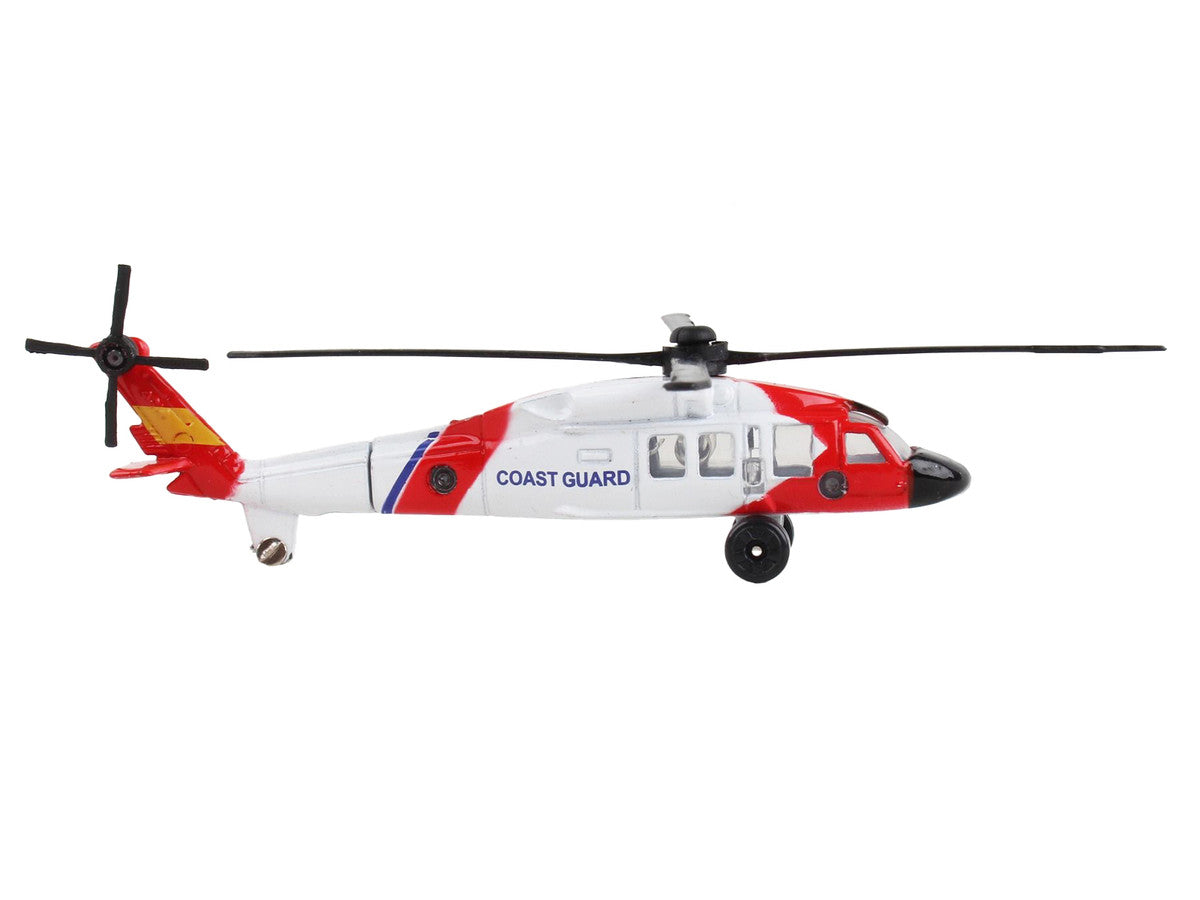 Sikorsky HH-60J Jayhawk Helicopter White and Red "United States Coast Guard" with Runway Section Diecast Model by Runway24 LuxuryLifeWay Online Store