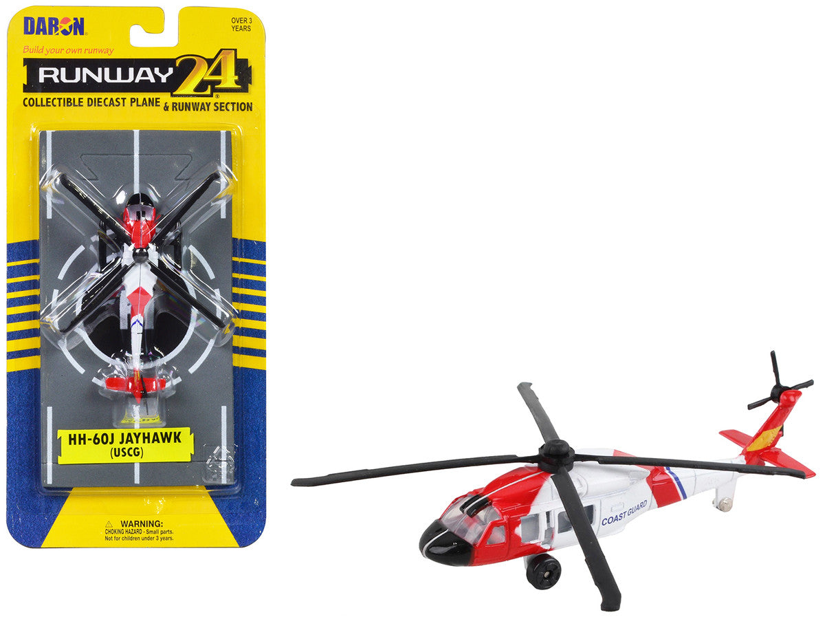 Sikorsky HH-60J Jayhawk Helicopter White and Red "United States Coast Guard" with Runway Section Diecast Model by Runway24 LuxuryLifeWay Online Store