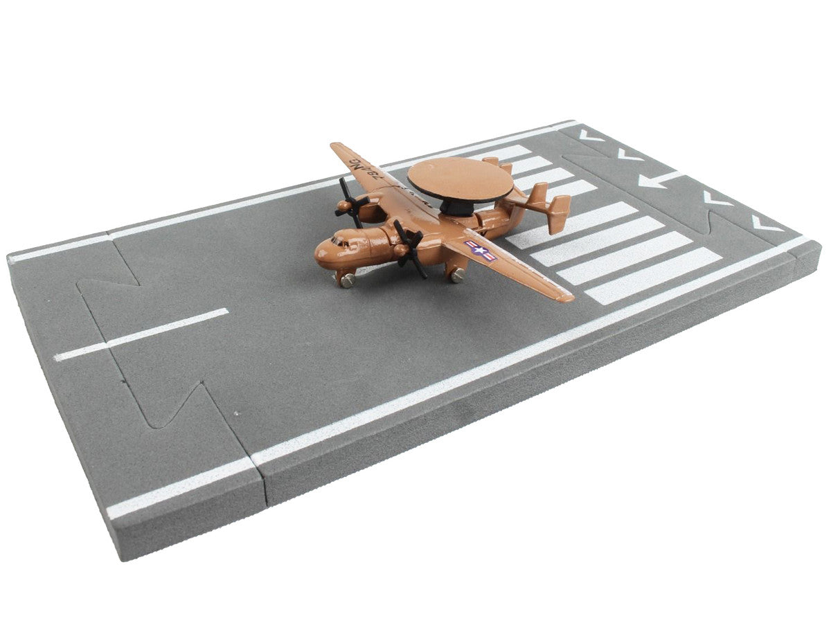 Northrop Grumman E-2C Hawkeye Aircraft Tan "United States Navy" with Runway Section Diecast Model Airplane by Runway24 LuxuryLifeWay Online Store