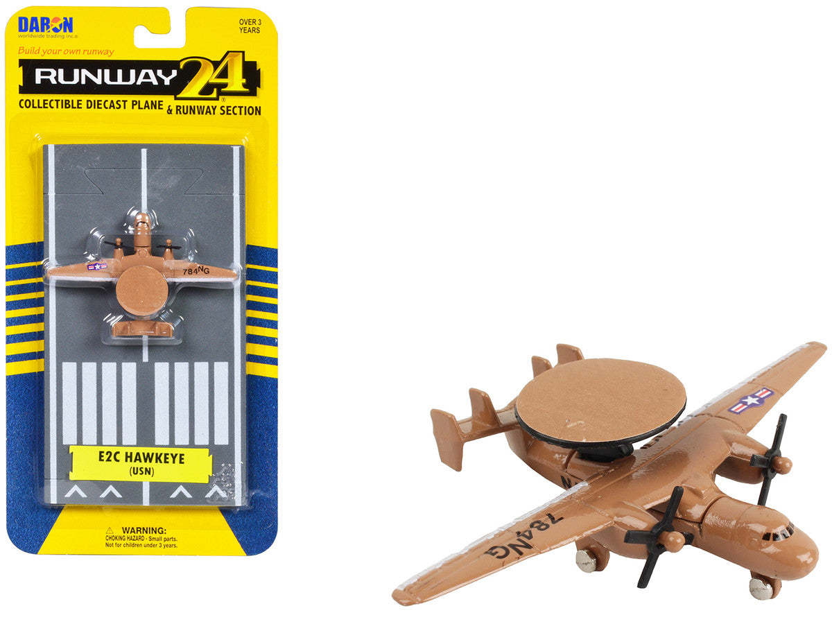 Northrop Grumman E-2C Hawkeye Aircraft Tan "United States Navy" with Runway Section Diecast Model Airplane by Runway24 LuxuryLifeWay Online Store
