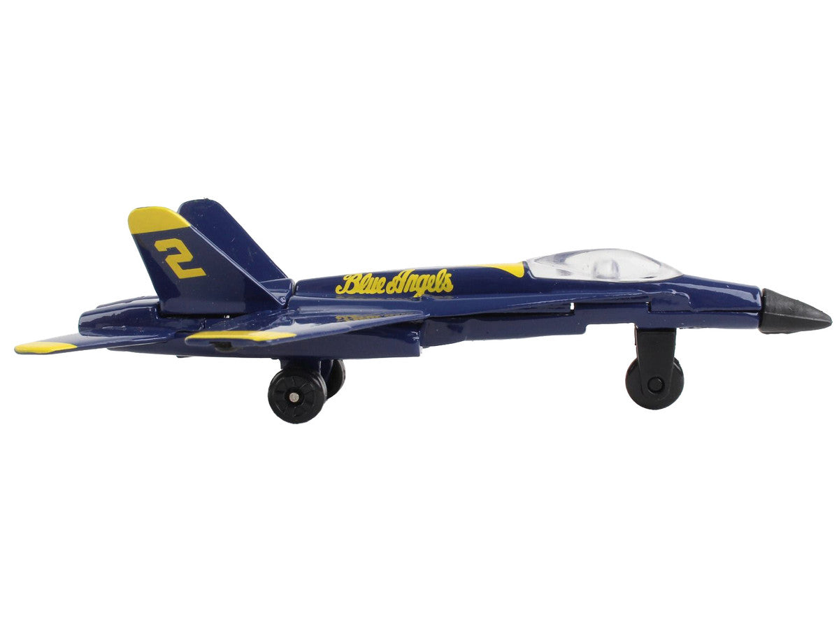 McDonnell Douglas F/A-18A Hornet Fighter Aircraft Blue "United States Navy Blue Angels #2" with Runway Section Diecast Model Airplane by Runway24 LuxuryLifeWay Online Store