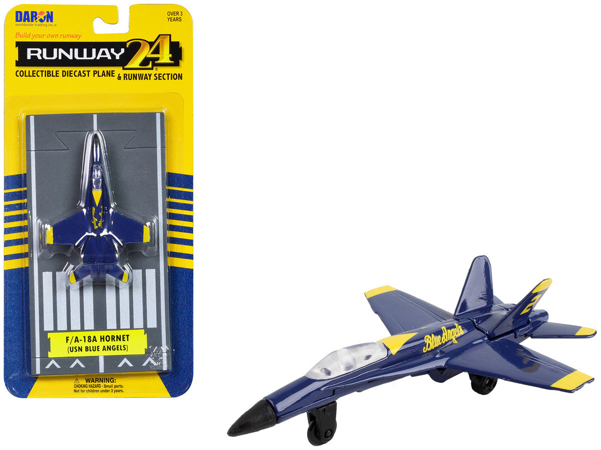 McDonnell Douglas F/A-18A Hornet Fighter Aircraft Blue "United States Navy Blue Angels #2" with Runway Section Diecast Model Airplane by Runway24 LuxuryLifeWay Online Store
