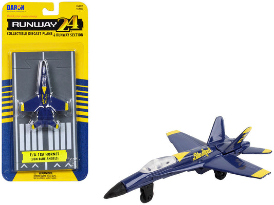 McDonnell Douglas F/A-18A Hornet Fighter Aircraft Blue "United States Navy Blue Angels #2" with Runway Section Diecast Model Airplane by Runway24 LuxuryLifeWay Online Store