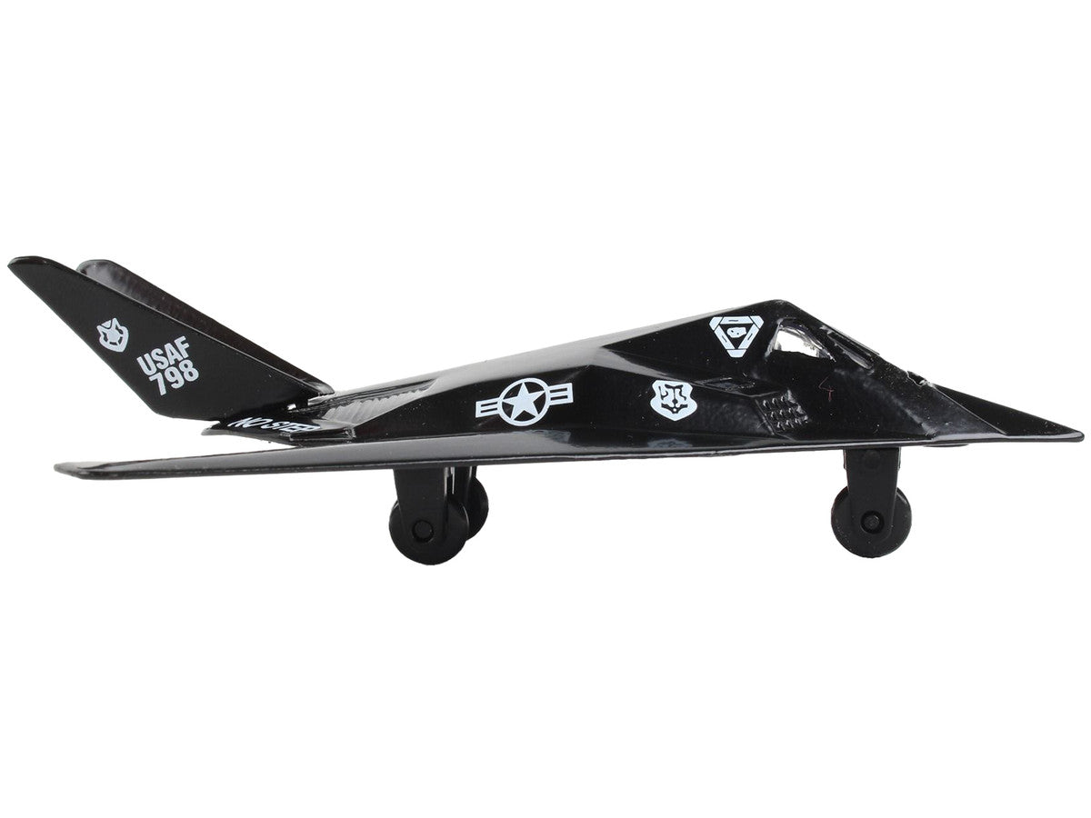 Lockheed F-117 Nighthawk Stealth Aircraft Black "United States Air Force" with Runway Section Diecast Model Airplane by Runway24 LuxuryLifeWay Online Store