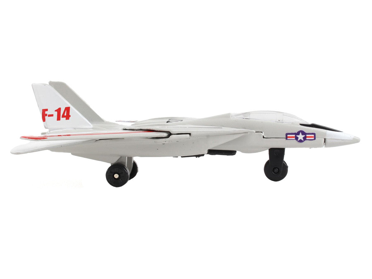 Grumman F-14 Tomcat Fighter Aircraft Gray with Red Stripes "United States Navy Test Aircraft" with Runway Section Diecast Model Airplane by Runway24 LuxuryLifeWay Online Store