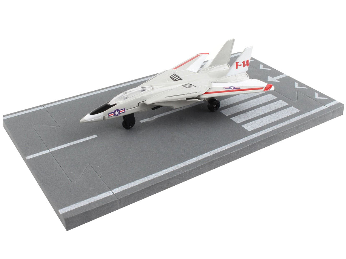 Grumman F-14 Tomcat Fighter Aircraft Gray with Red Stripes "United States Navy Test Aircraft" with Runway Section Diecast Model Airplane by Runway24 LuxuryLifeWay Online Store